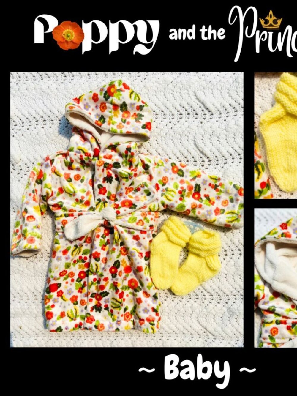 The "Gooseberry" Housecoat & Hand-Knitted Booties (18-24M) - By Poppy & Princess